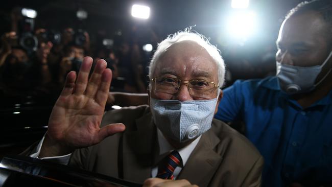 Malaysia's former prime minister Najib Razak was sentenced to 12 years in jail on corruption charges linked to the multibillion-dollar IMDB scandal that led to the downfall of his government two years ago. Picture: Mohd Rasfan / AFP.