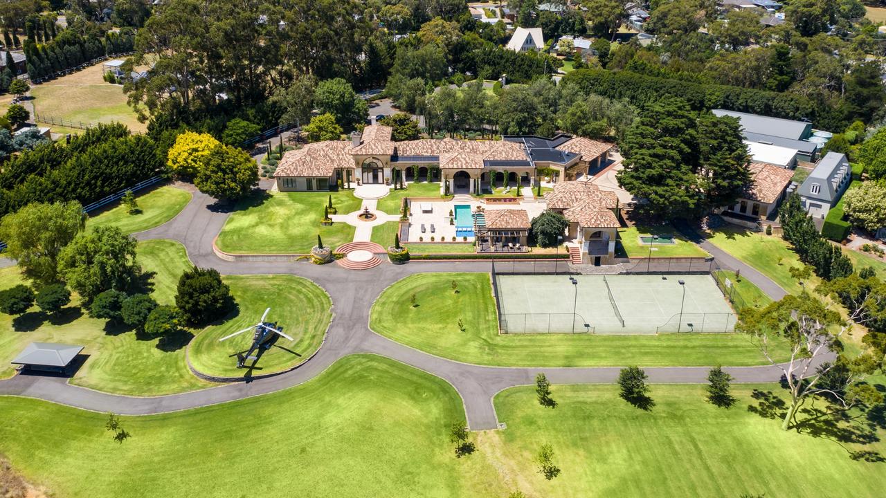 A go-kart track, helipad, tennis court and pool feature on the Harkaway property.