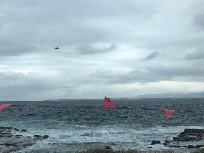 The blustery wetaher and high seas made for difficult search conditions on Monday.