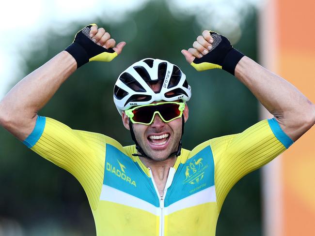 Steele Von Hoff of Australia celebrates victory in the Men's Road Race