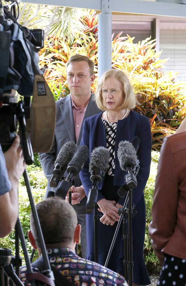 Dr Jeannette Young, the State’s Chief Health Officer, pictured with Health Minister Steven Miles. Picture: Steve Pohlner