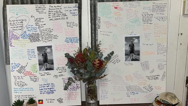 Friends and family have written messages on canvases at Masons Gully. Picture: Supplied.