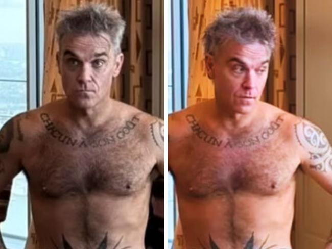 Robbie Williams striped naked on Instagram