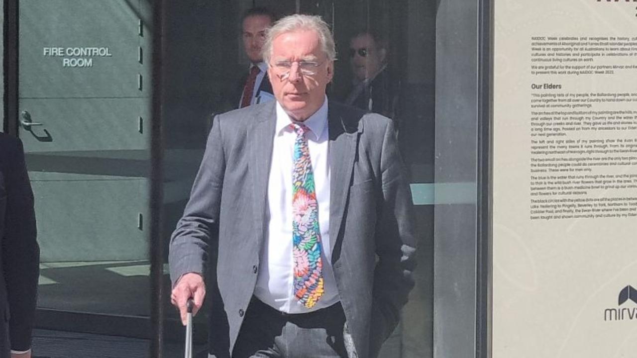 Lawyer for Senator Linda Reynolds, Martin Bennett, leaves Perth's David Malcolm Justice Centre on Thursday. Picture: NCA NewsWire / Anthony Anderson