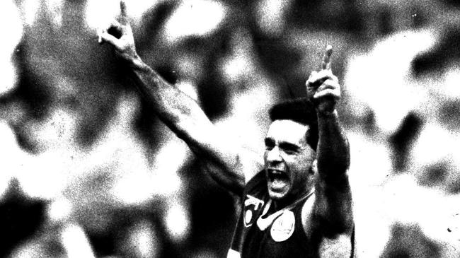 Tony Liberatore celebrates a goal during the 1990 season.