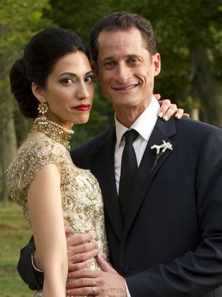 Anthony Weiner and Huma Abedin on their wedding day in July 2010. Picture: AP