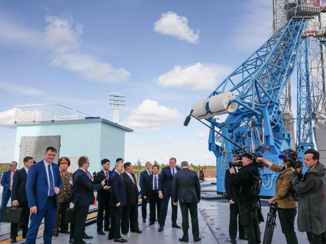 The two leaders visit the Vostochny Cosmodrome in Amur region. Picture: AFP