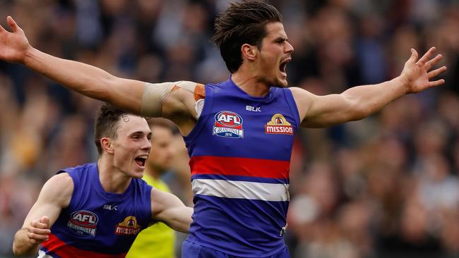 Tom Boyd celebrates his match winning goal. Picture: Getty Images