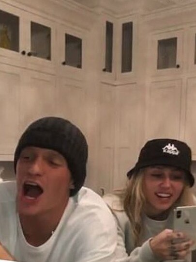 Miley and Cody in the kitchen in Nashville. Picture: Instagram