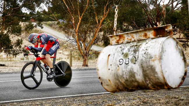 2016 Road National's Cycling Elite Men's Time trial at Buninyong, Winner BMC Rohan Dennis in action. 7th January 2016. Picture: Colleen Petch.