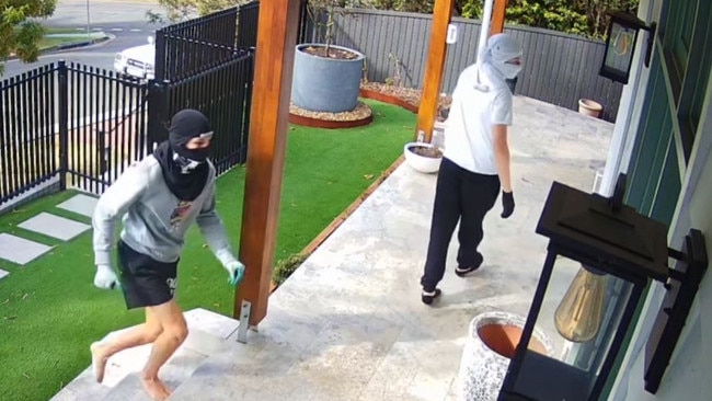 CCTV footage from a youth break in Bulimba as the thieves got intercepted by the police and the owner. Picture: Supplied