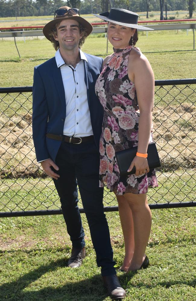 Jared Blom and Ursula Horgan at the Yeppoon race day at Keppel Park racecourse on April 26, 2025.