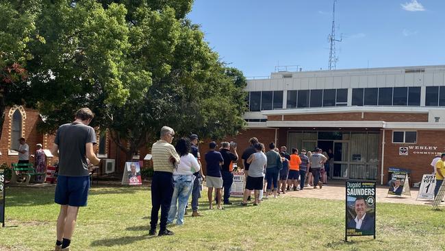 The line to vote at the Wesley centre.