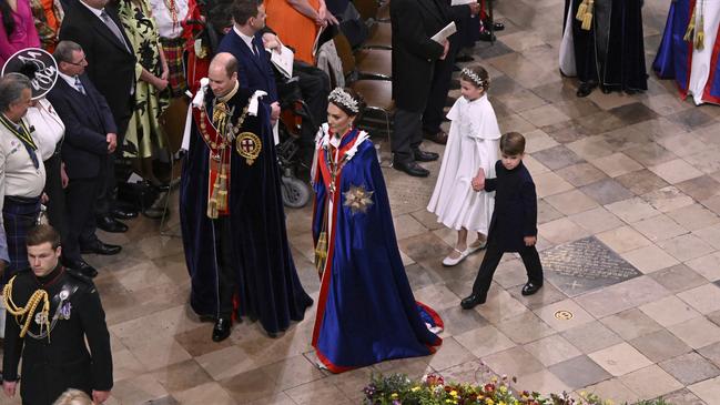 Prince William, Catherine, Princess Charlotte and Prince Louis. Picture: Getty Images