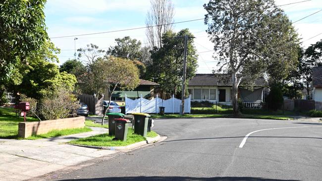 The Frankston North man barricaded himself inside the house about 4.40pm before being tasered and shot with bean bag rounds. Picture: Tony Gough