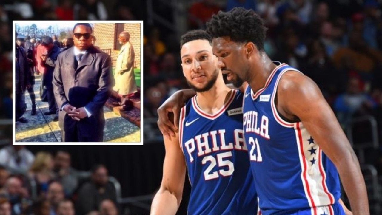 Joel Embiid reacts to Ben Simmons' exit