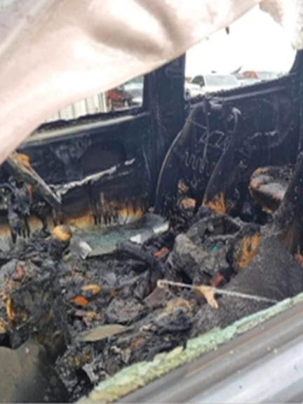 Photos show the melted interior of the car. Picture: 7News/Channel 7