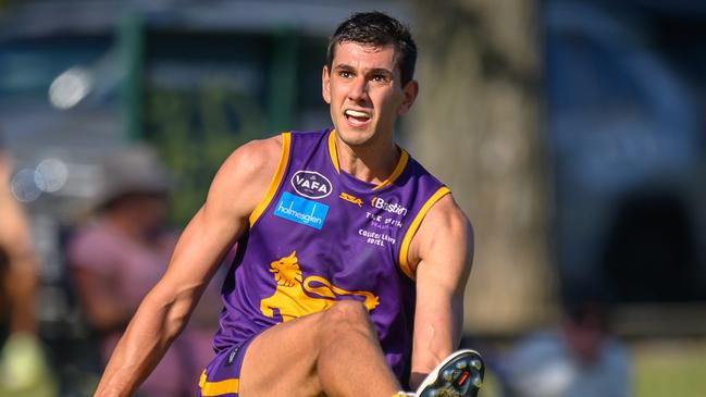 Collegians in action during the 2025 VAFA Premier Mens Round 2 match against University Blues at Harry Trott Oval, Albert Park. Picture: Dennis Timm/VAFA Media