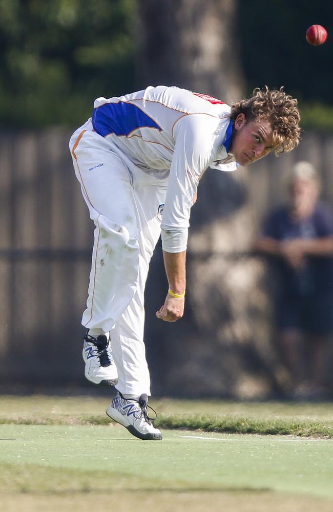 East Sandringham’s Tom Yorgey lets the ball fly. Picture: Valeriu Campan