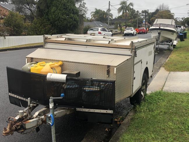 A camping trailer and a boat parked in Beacon Hill. Picture: Jim O’Rourke