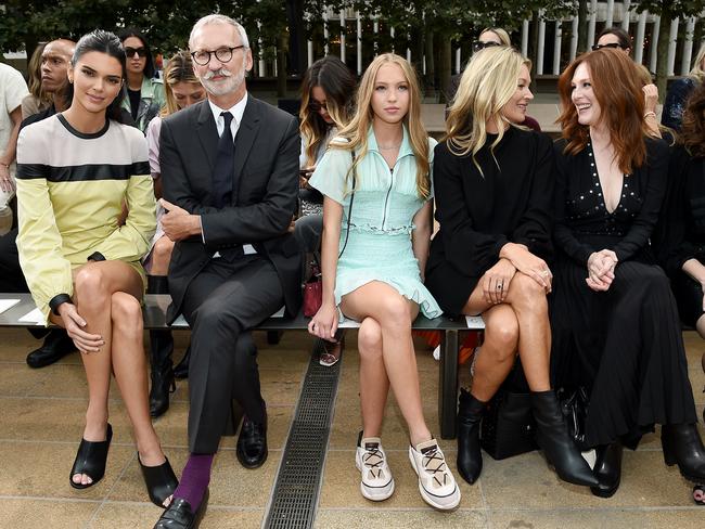 Kendall Jenner, Jean Cassegrain, Lila Moss, Kate Moss, Julianne Moore, and Linda Cardellini at Longchamp. Picture: Getty Images