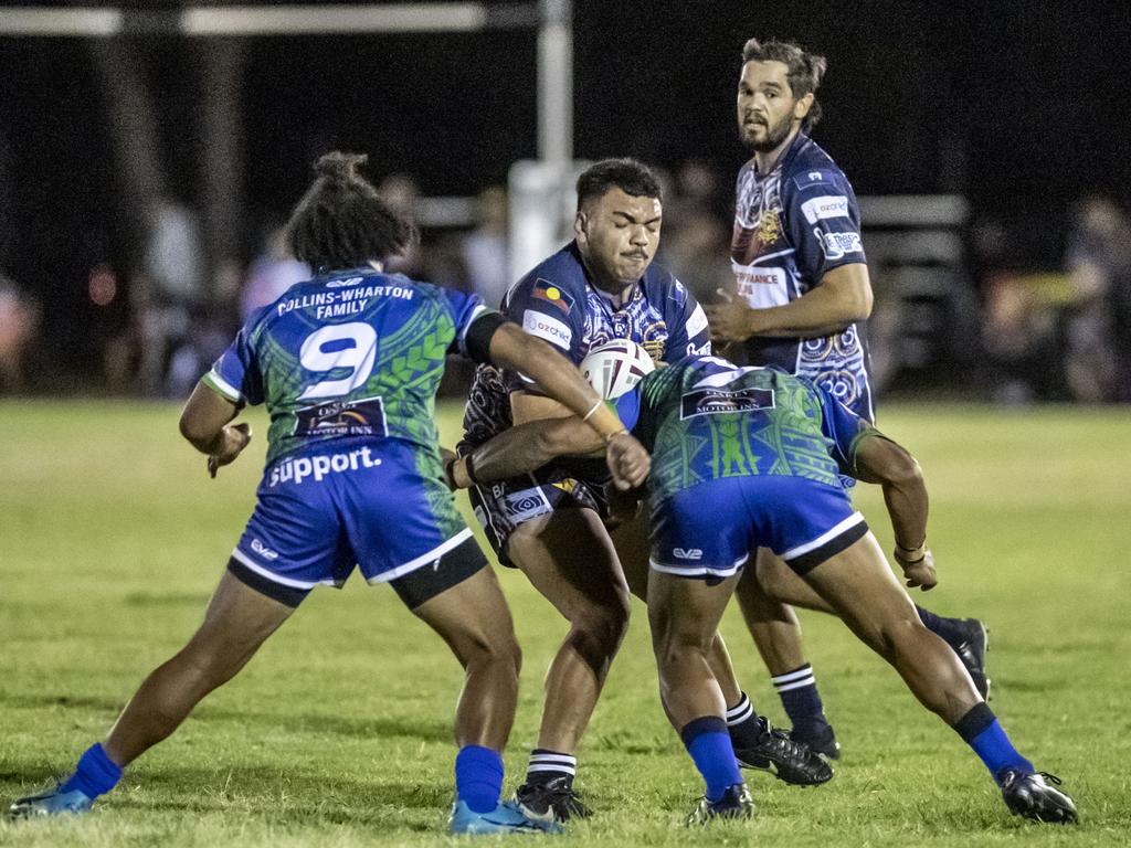 Clinton Williams for Emus. 2023 TRL Cultural Cup, SW Qld Emus vs Pacific Nations Toowoomba. Saturday, February 25, 2023. Picture: Nev Madsen.