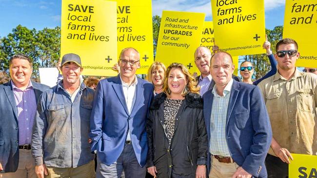 FORMER Labor leader Luke Foley flew up to the Tweed in June to announce Kings Forest as an alternative site for the new hosital. Picture: Contributed