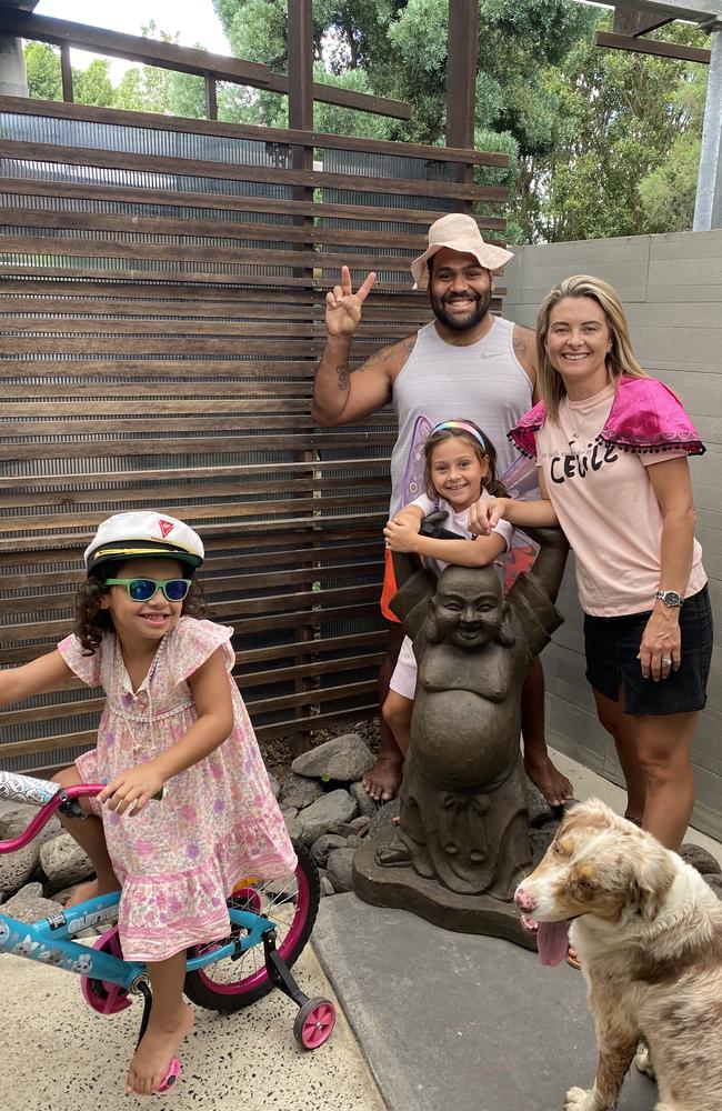 Rachel and Sam Thaiday with their kids enjoying family time.