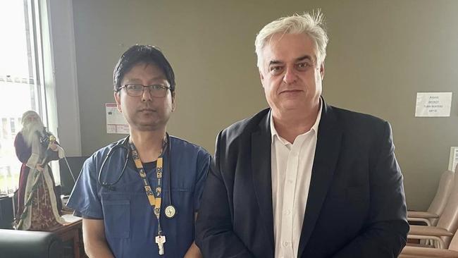 St Marys' long-serving GP Dr Cyril Latt with federal Lyons MP Brian Mitchell. Picture: Facebook