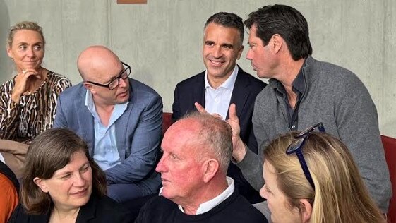 Premier Peter Malinauskas with AFL CEO Gillon McLachlan together at Adelaide Oval on Thursday night.