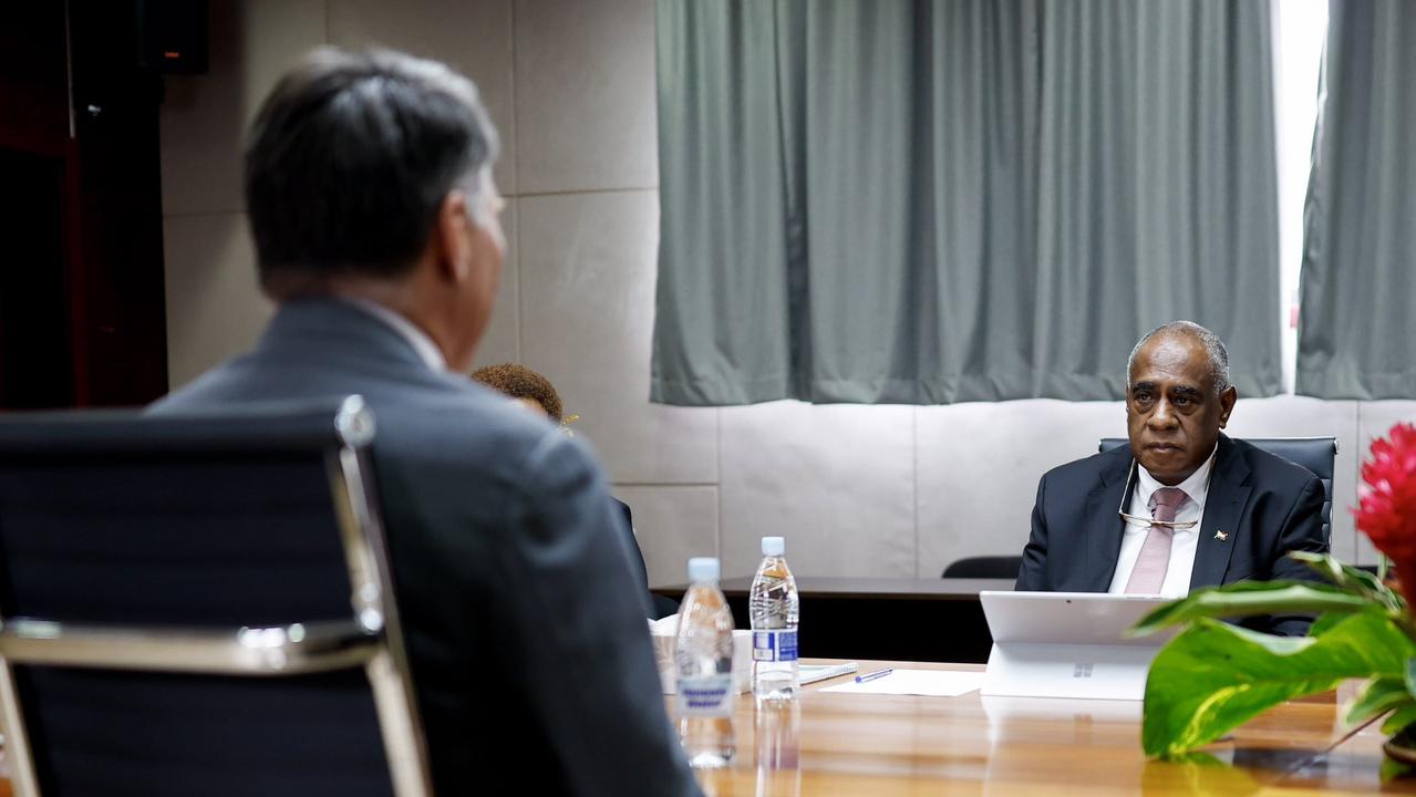 Vanuatu Prime Minister Ishmael Kalsakau meeting with Defence Minister Richard Marles. Picture: Twitter