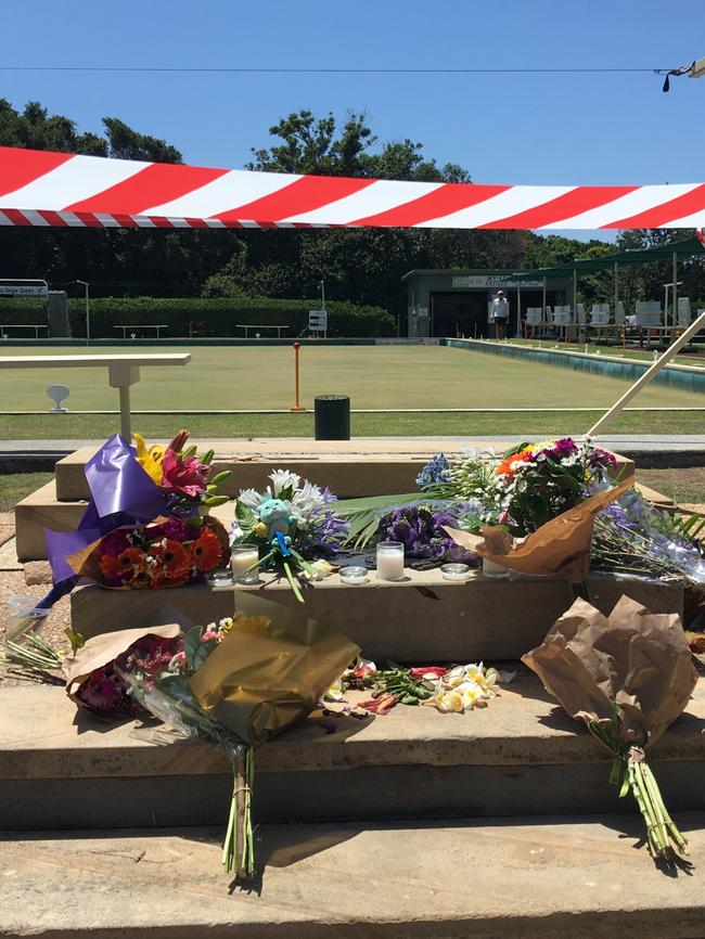 Flowers left at the sight of the tragedy today.