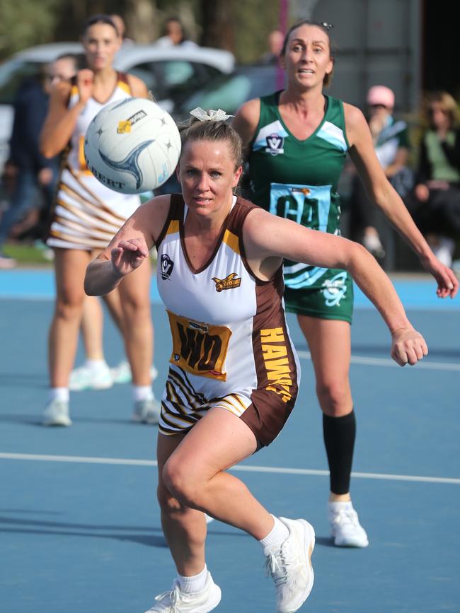 BFNL Netball - Ammos v Drysdale. Drysdale Wing Defence Calsey Wolak.  Picture; Mike Dugdale