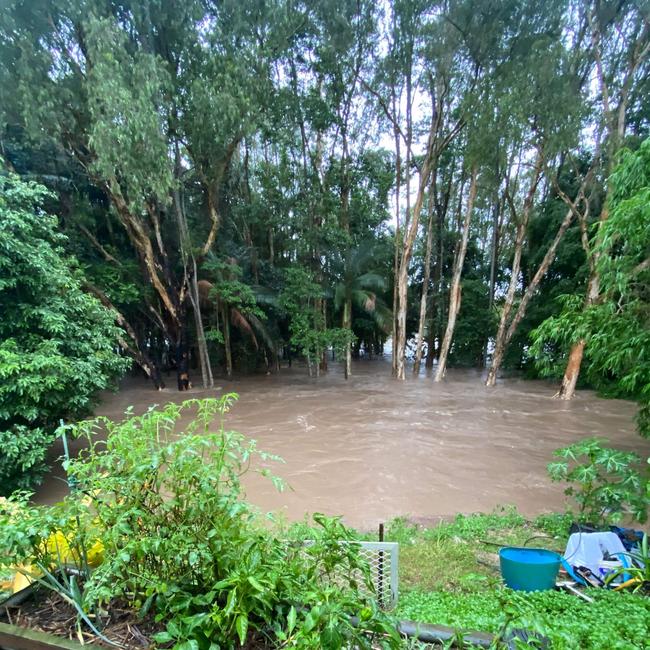 Sandra Goeldner and Wade Stafford's Finch Hatton home became an island when a swollen Cattle Creek breached its banks and flooded the region. Picture supplied by Sandra Goeldner