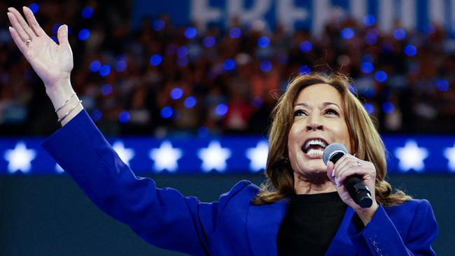 US Vice President and 2024 Democratic presidential candidate Kamala Harris speaks at the campaign rally at the Fiserv Forum in Milwaukee, Wisconsin, August 20, 2024. Picture: Kamil KRZACZYNSKI / AFP