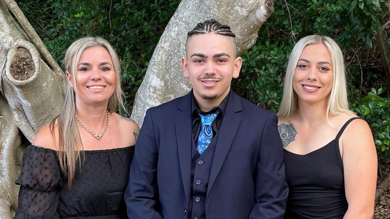 Kylie, Darnell Flett and Kiah at the Orara High School Year 12 formal in 2022. Picture: Matt Gazy