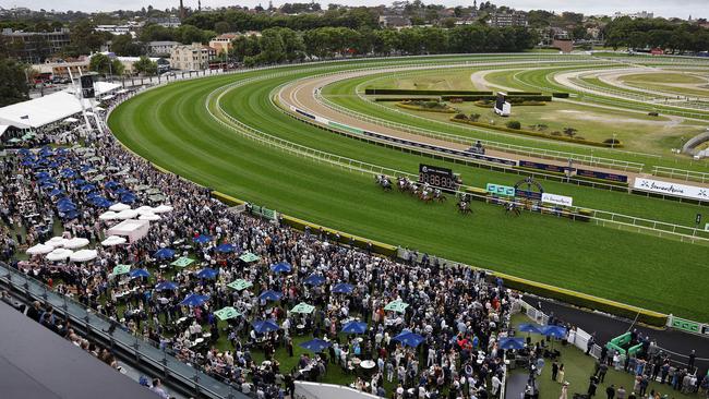 A sell out crowd watches a race at Everest Stakes day at Royal Randwick. Picture: Sam Ruttyn