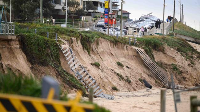 A large drop has been created were there used to be easy access to the beach. Picture: NCA NewsWire/James Gourley