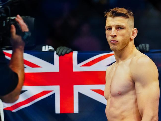 LAS VEGAS, NV - SEPTEMBER 25:  Dan Hooker before his Lightweight fight against Nasrat Haqparast during UFC 266 at T-Mobile Arena on September 25, 2021 in Las Vegas, Nevada. (Photo by Alex Bierens de Haan/Getty Images)