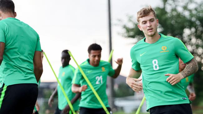 Riley McGree of the Socceroos. Training in Japan. Picture: Supplied Football Australia