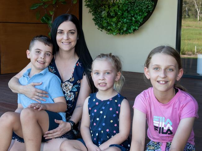 Beaudesert local and police officer Heather Campbell with her three children at Eucalee in the Scenic Rim