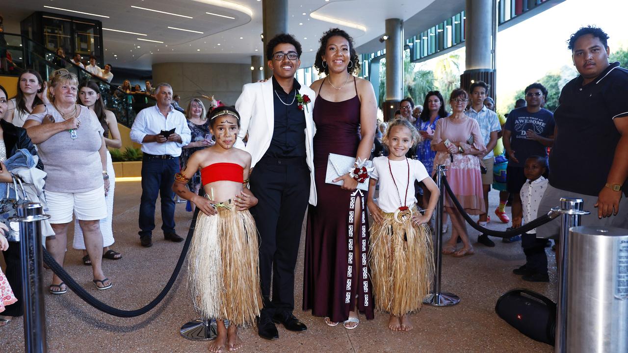 Mikayla Gumuna, Billy Haoda, Lalai Geno and Kokoda Gumuna at the Peace Lutheran College formal evening at the Cairns Convention Centre. Picture: Brendan Radke