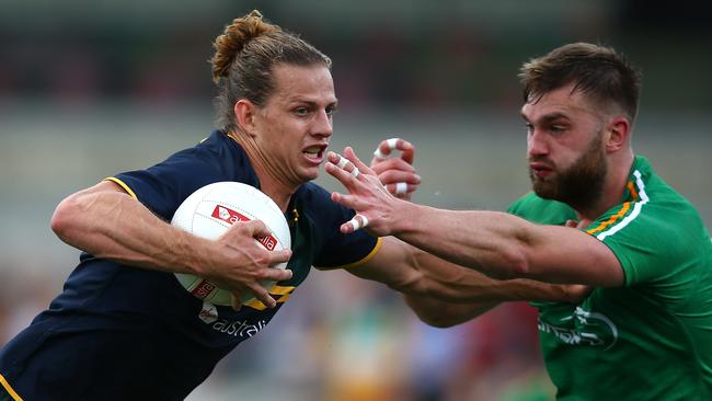 Nat Fyfe was player of the series when Australia last met Ireland in the International Rules Series – in 2017. Pic: Getty Images