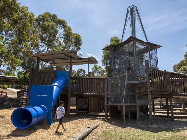 Ruffey Lake Park’s Victoria St playground is spread over several levels. Picture: Christopher Chan