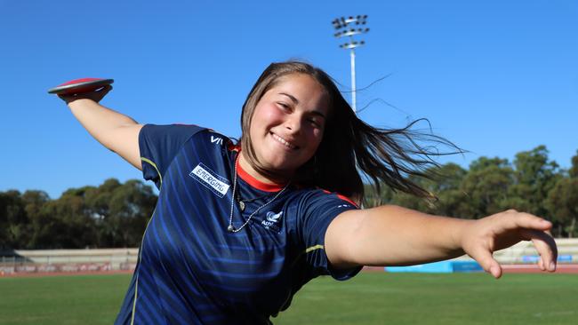 Talented thrower Marley Raikiwasa is set to dominate at the Aus All Schools Championships. Picture: Athletics SA