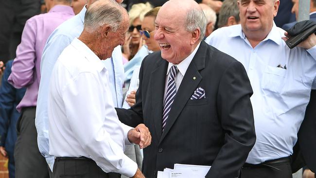 Alan Jones at the Billy J Smith’s funeral yesterday. Picture: AAP/John Gass