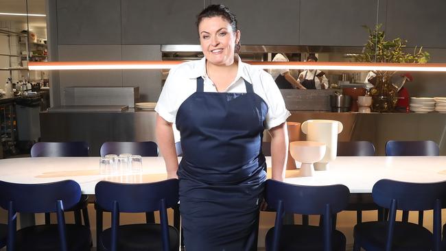 Karen Martini in her new restaurant Hero opening at the refurbished ACMI. Picture: Alex Coppel