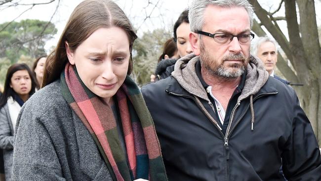 Borce Ristevski with daughter Sarah during an early appeal for information. Picture: AAP Image/Tracey Nearmy