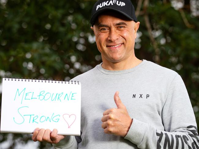 Wayne Schwass, former AFL footballer pictured for the Melbourne Strong campaign, during Melbourne's stage four cover-19 lockdown. Picture: Mark Stewart