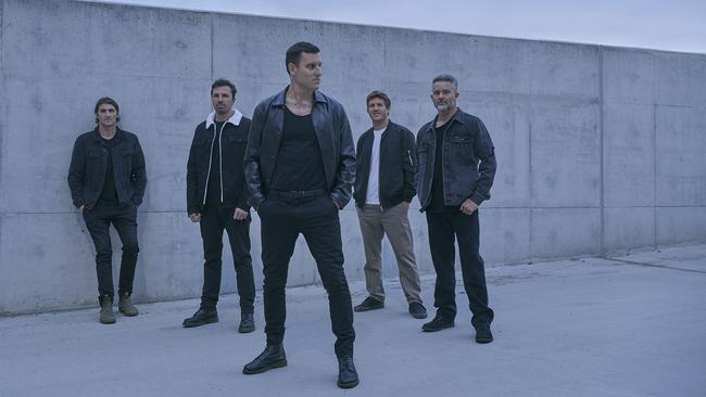 Byron Bay heavy metal band Parkway Drive. L-R: Jia O’Connor, Luke Kilpatrick, Winston McCall, Ben Gordon and Jeff Ling. Picture: Nic Walker